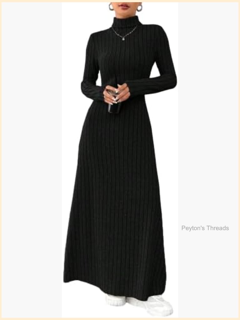 Bodycon Sweater Dress Long Sleeve Ribbed Knit Fall Maxi Turtleneck Slim